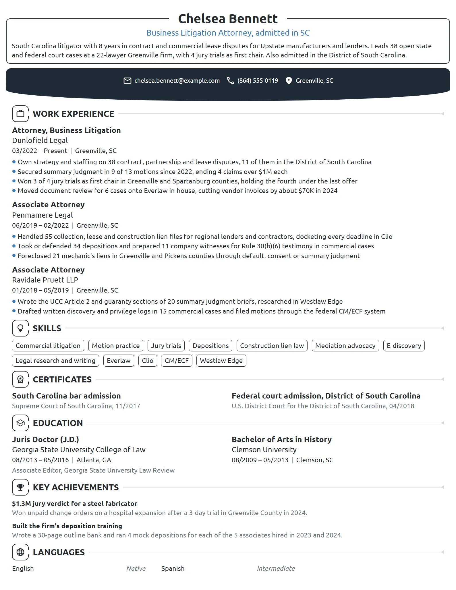 Attorney resume example