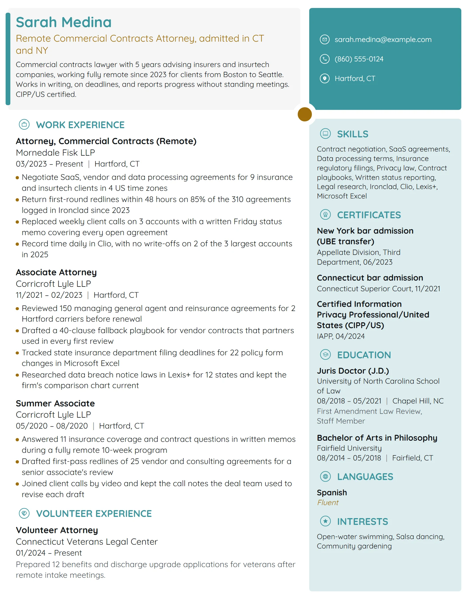 Remote Attorney resume example
