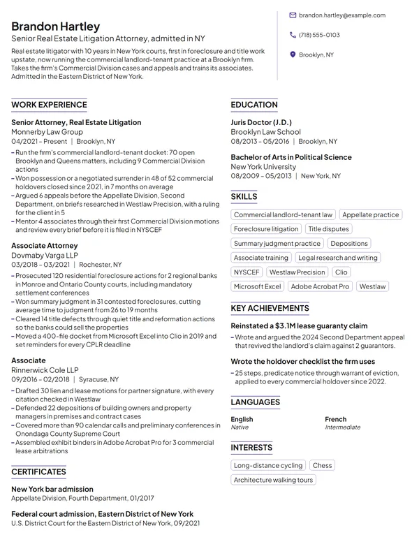 Senior Attorney resume example