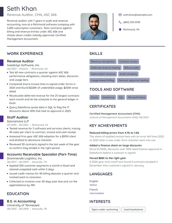 Revenue Auditor resume example