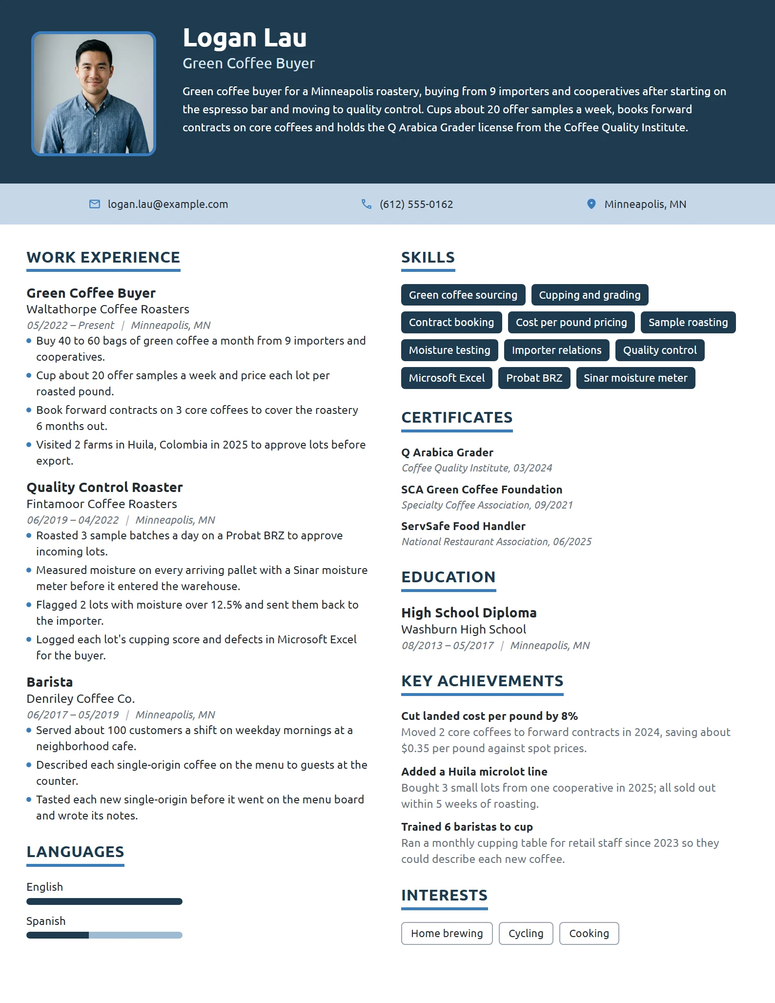 Green Coffee Buyer resume example