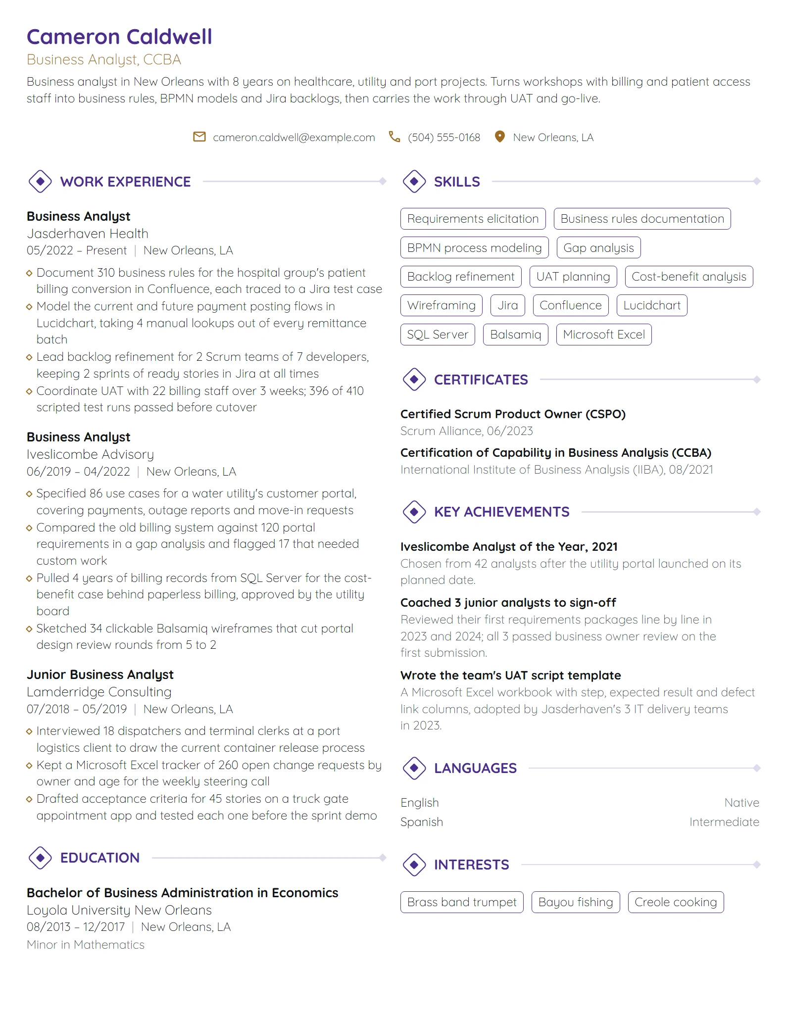 22 Business Analyst Resume Examples & Guide for 2026