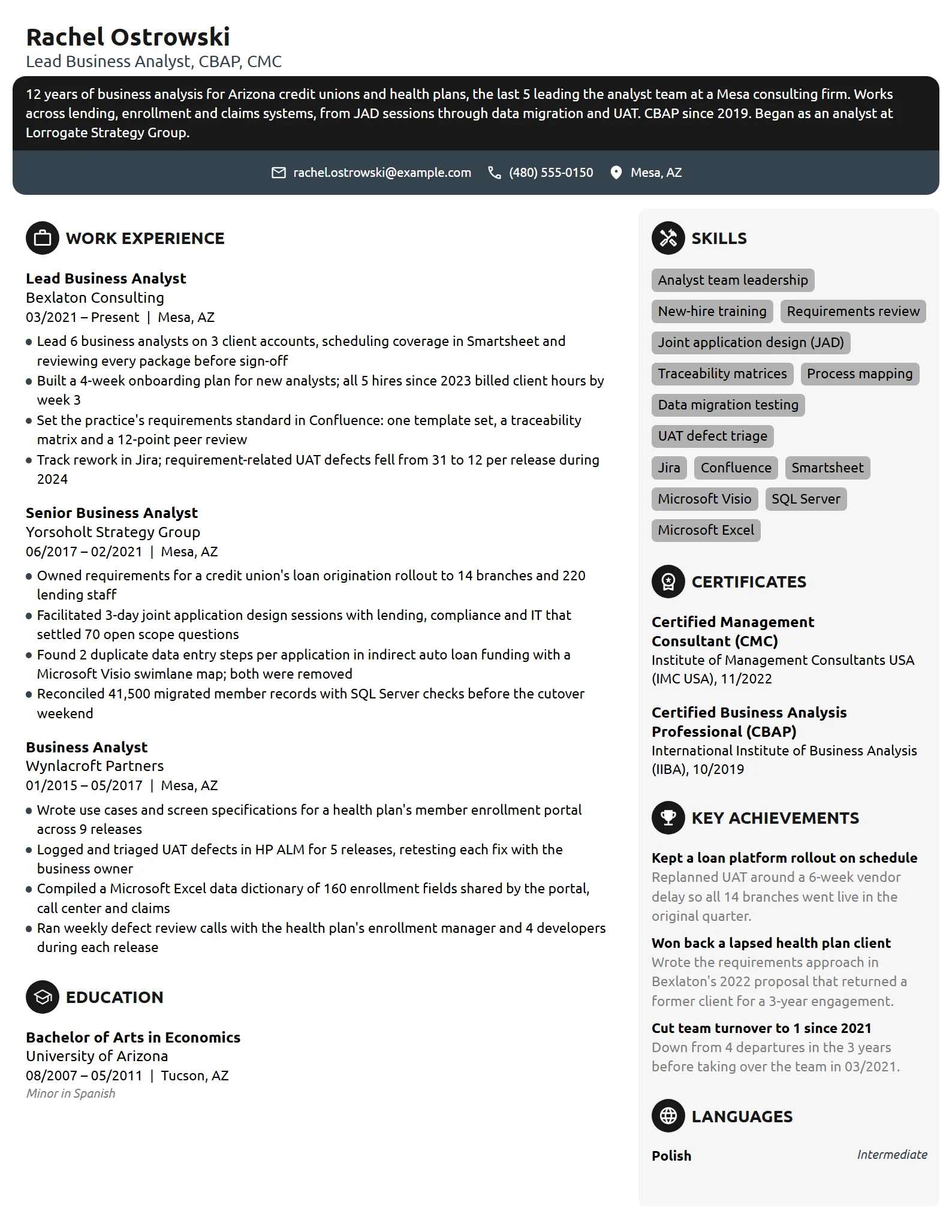 22 Business Analyst Resume Examples & Guide for 2026