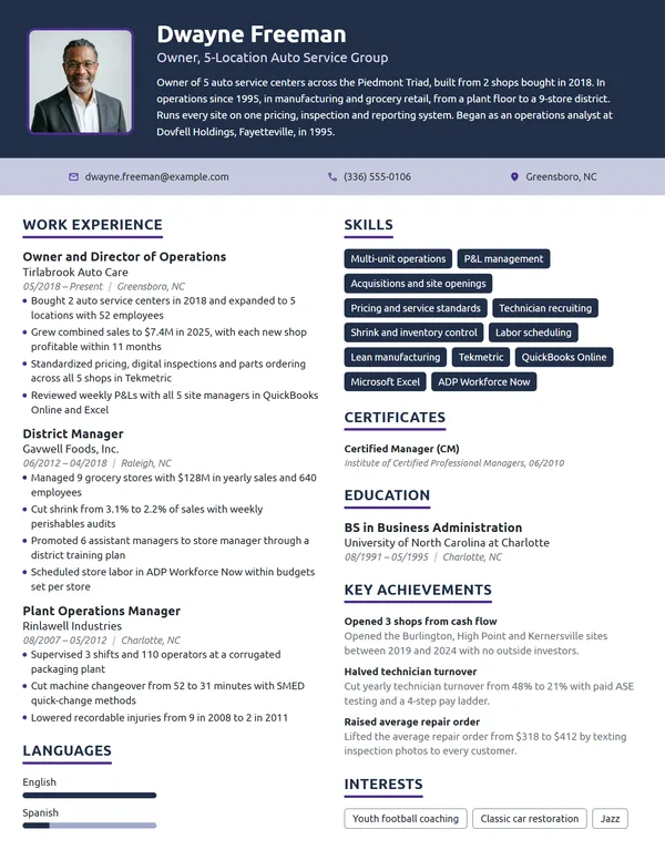 Multi-Location Business Owner resume example