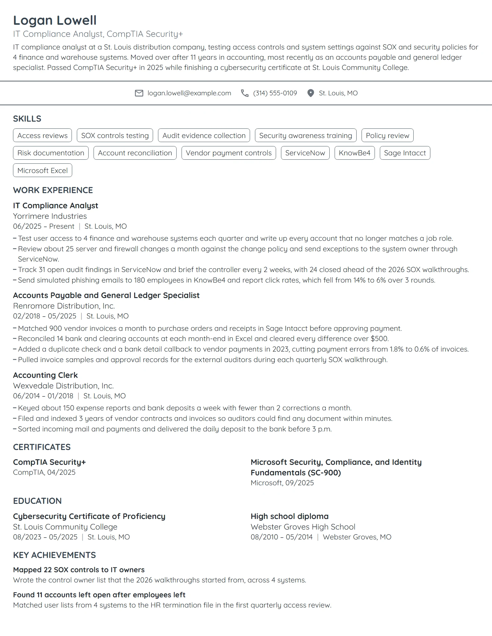 Career Change from Accounting resume example