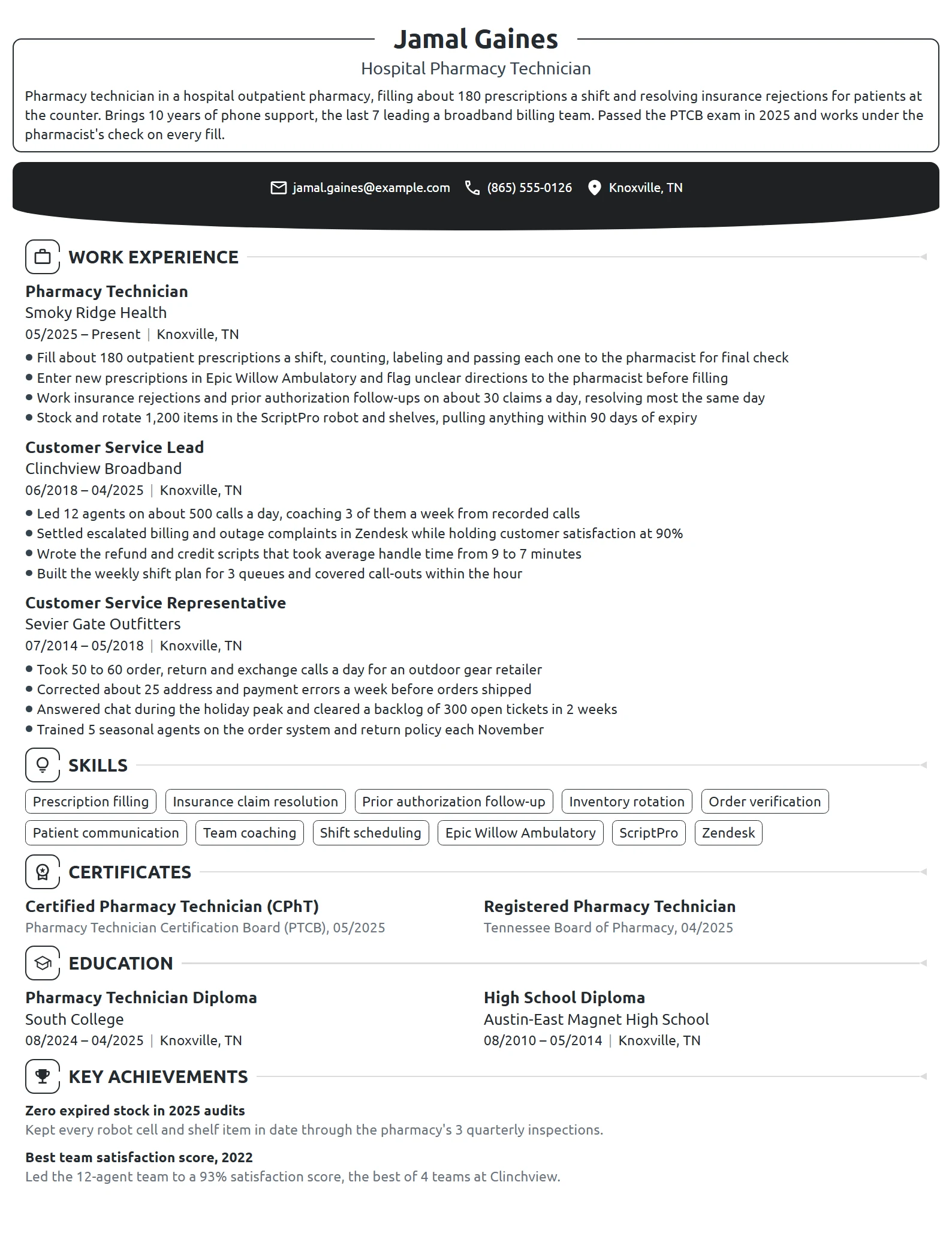 Career Change from Customer Service resume example