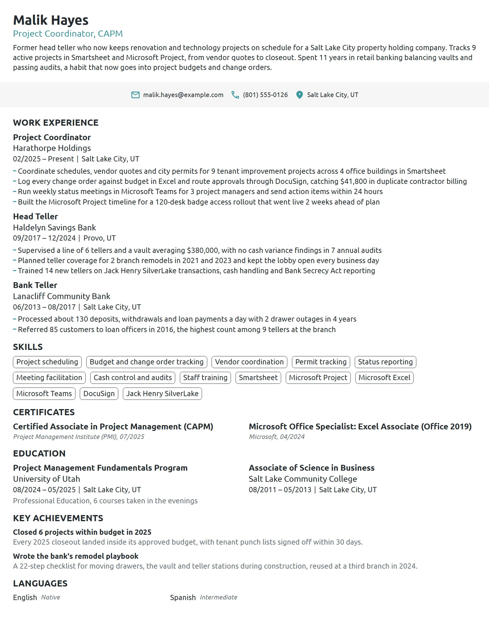 Career Change resume example