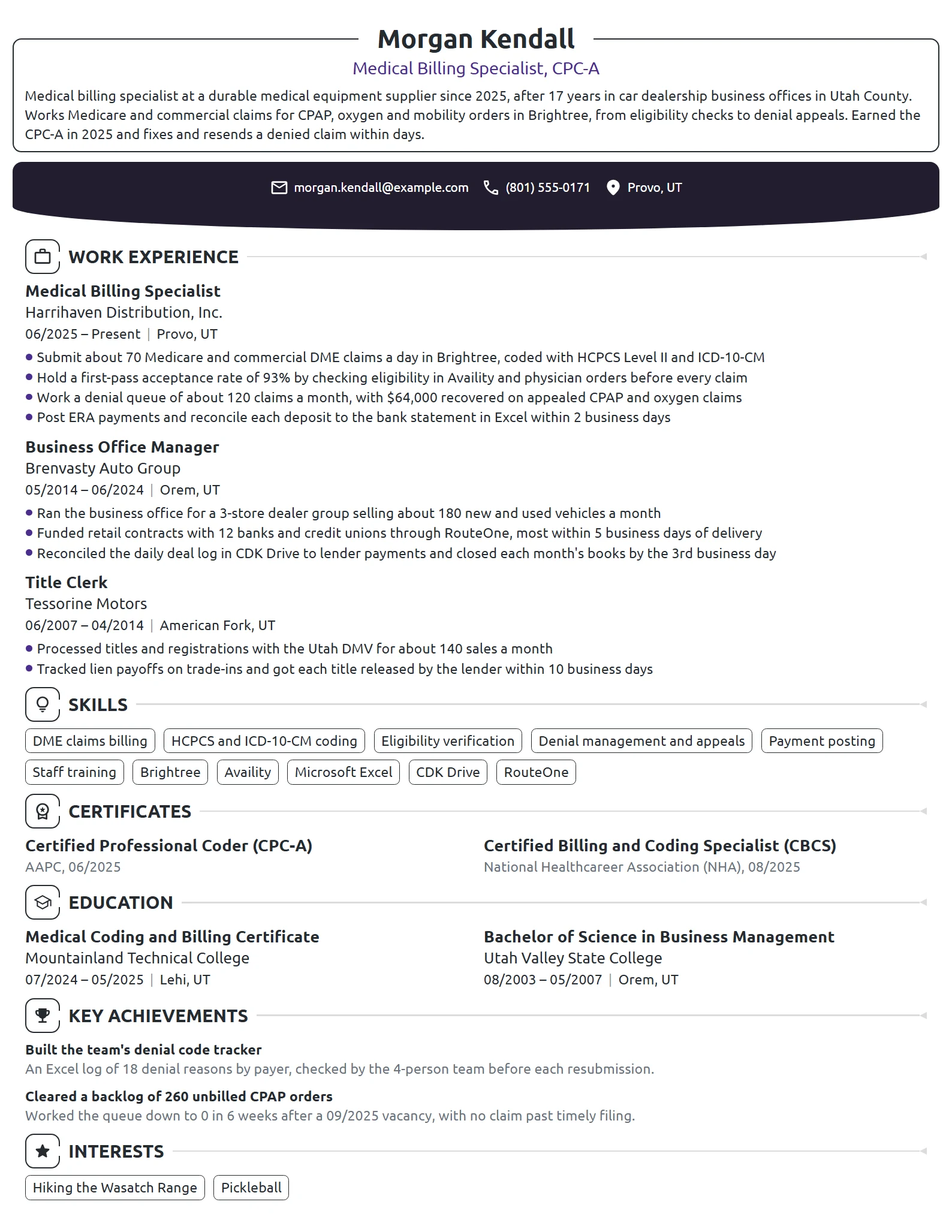 Mid-Career Change resume example