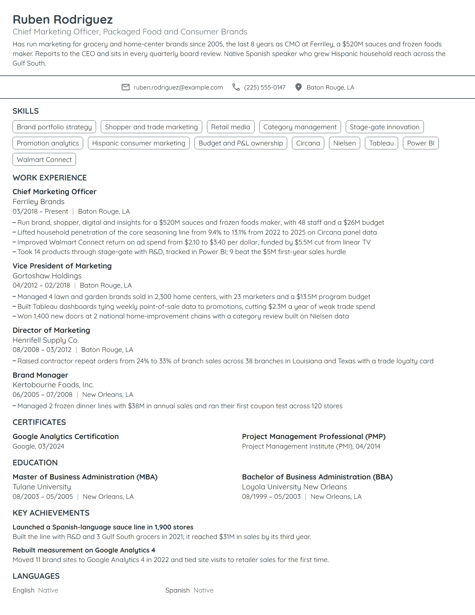 Chief Marketing Officer resume example