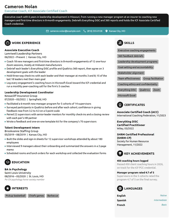 Executive Coach resume example
