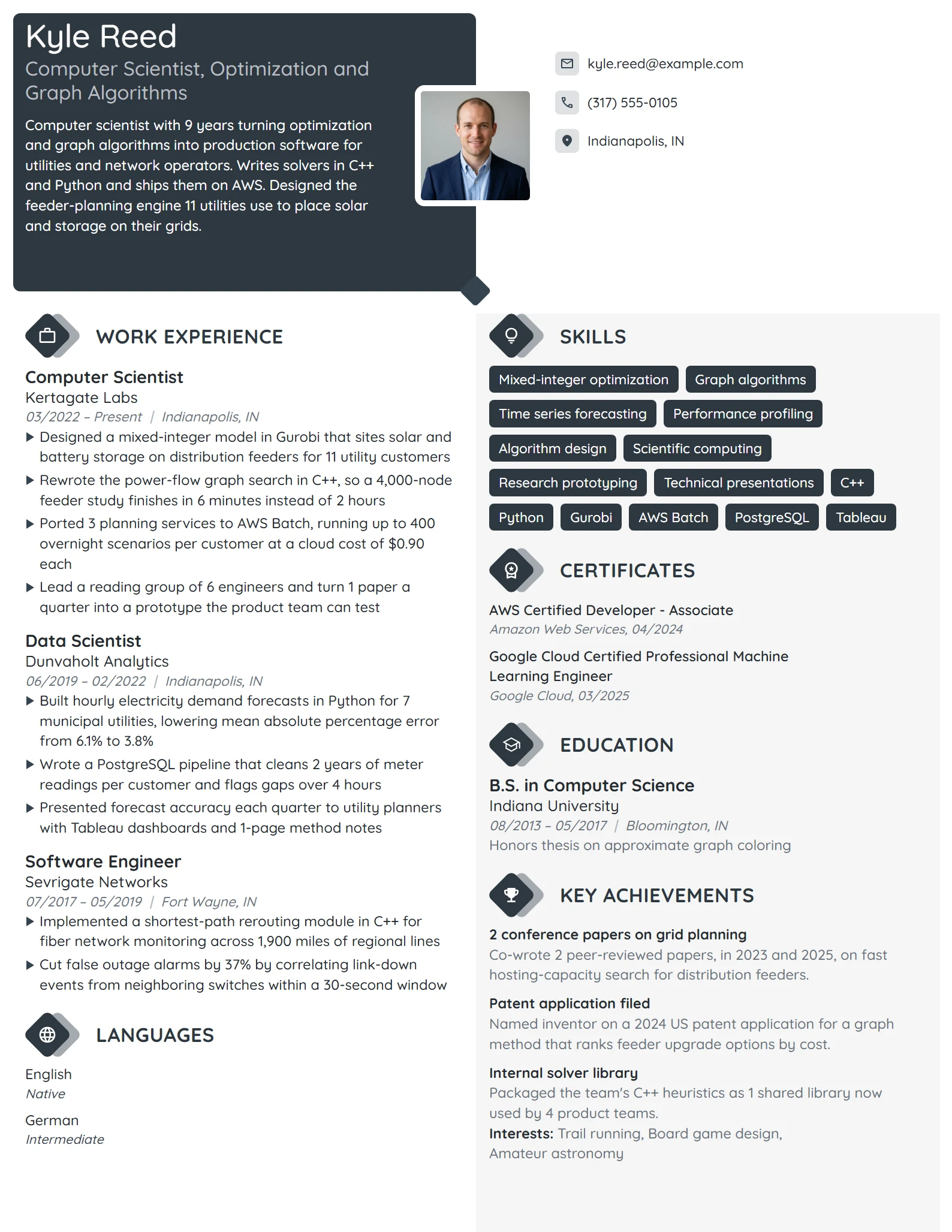 Computer Scientist resume example