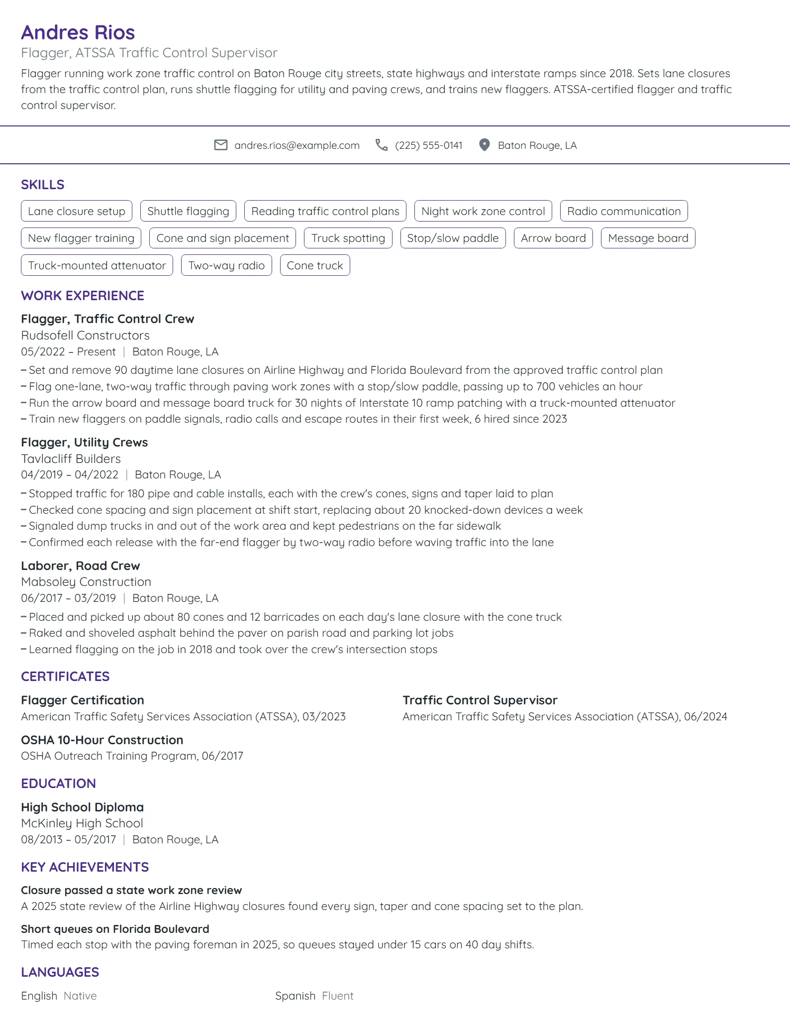 Flagger resume example