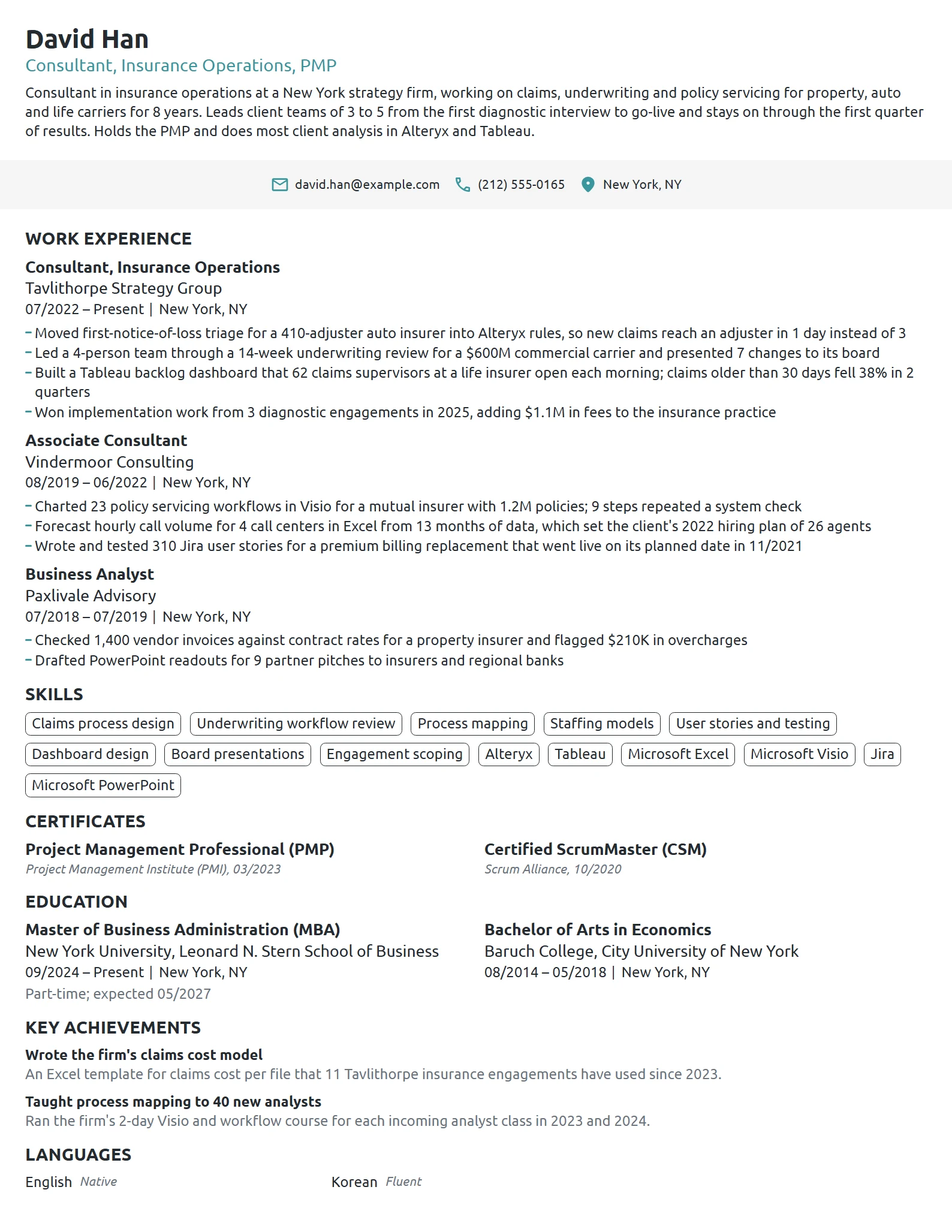 Consultant resume example
