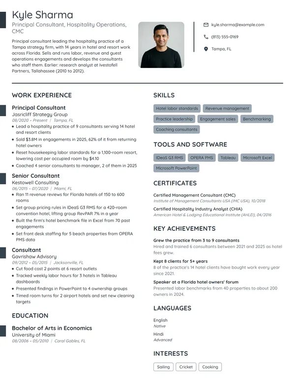 Principal Consultant resume example