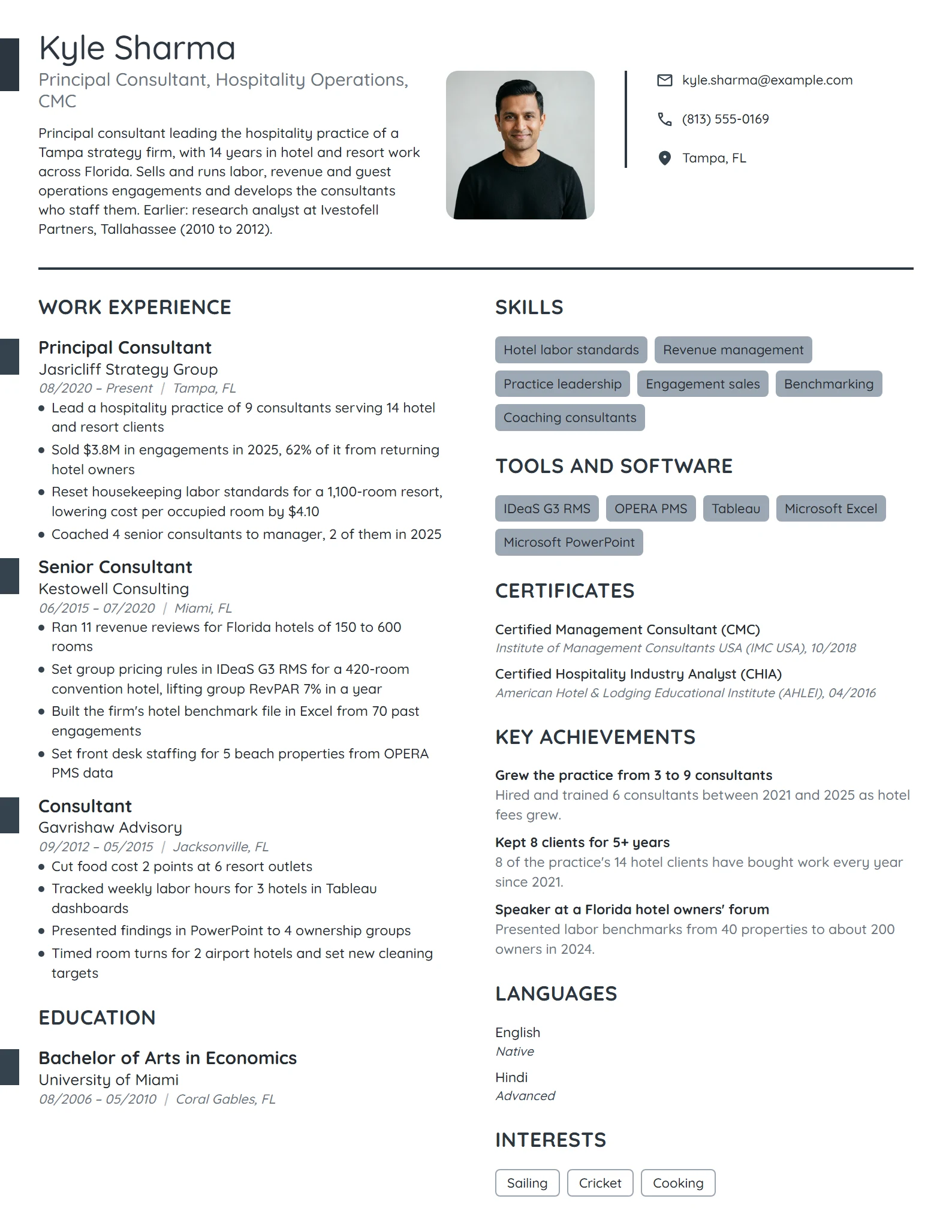 Principal Consultant resume example