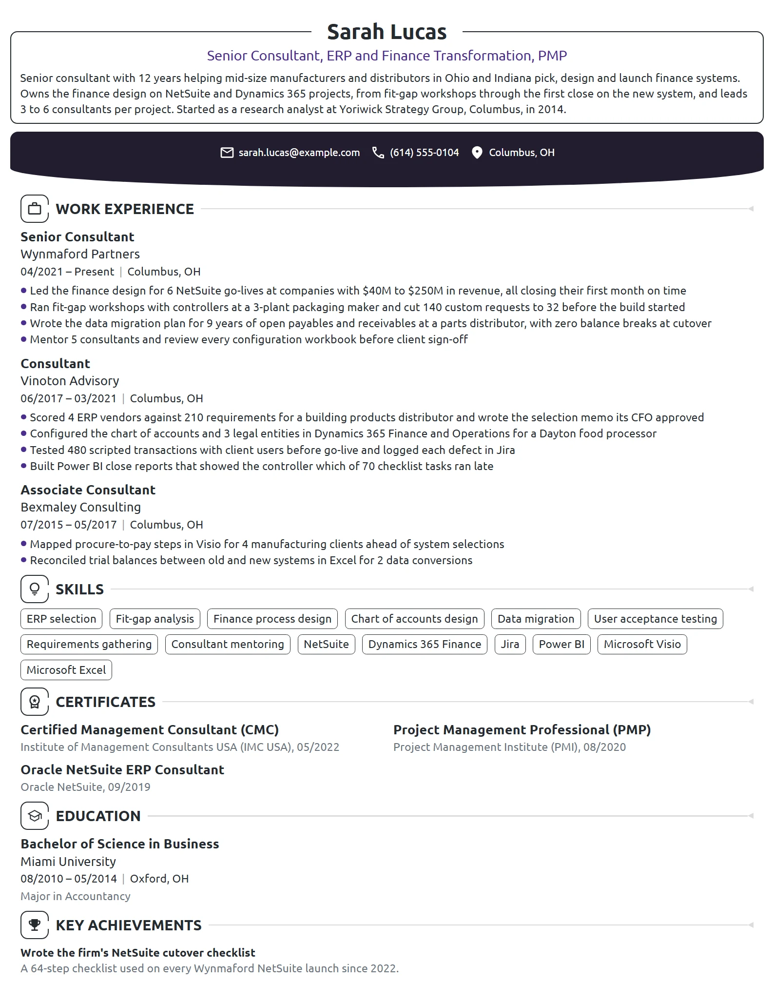 Senior Consultant resume example