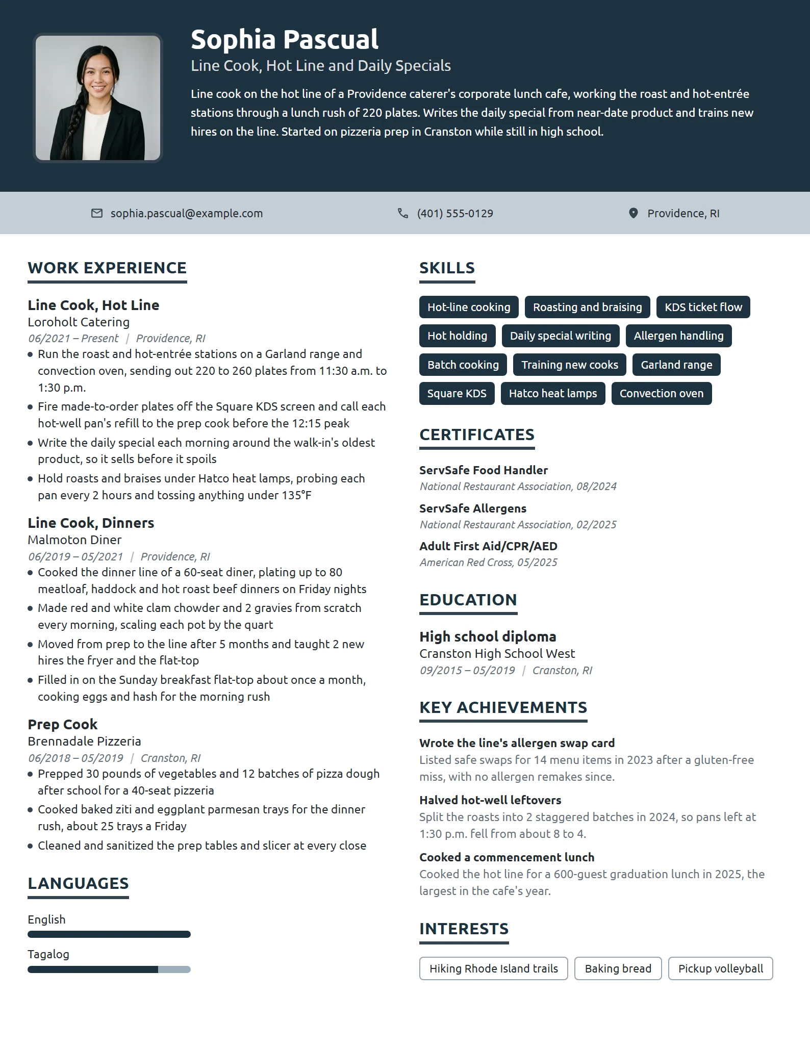 Line Cook resume example