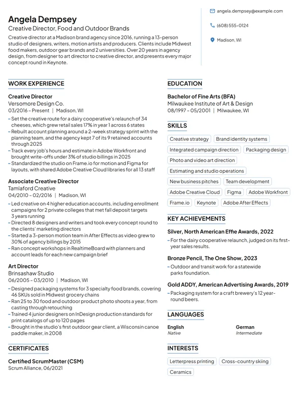 Creative Director resume example