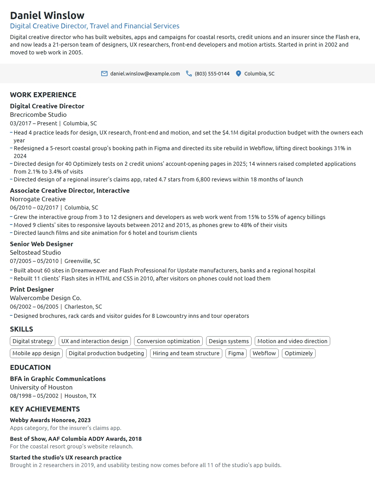 Digital Creative Director resume example