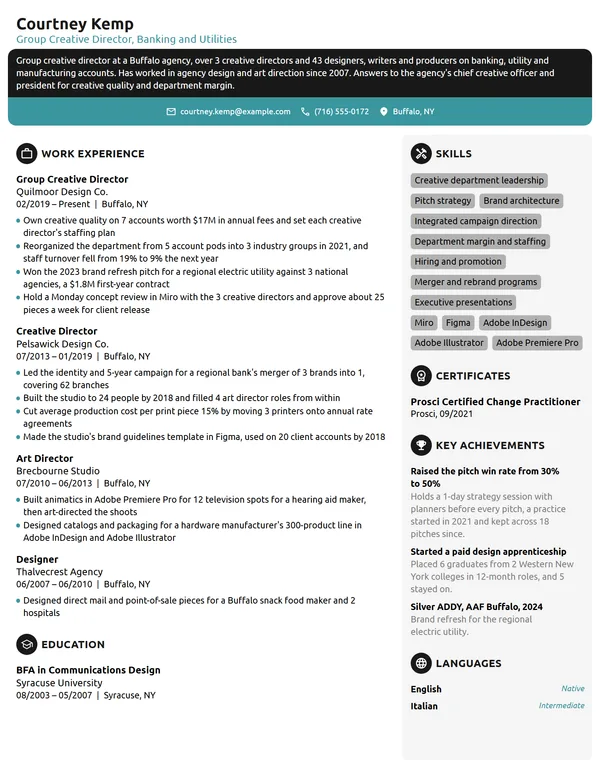 Group Creative Director resume example