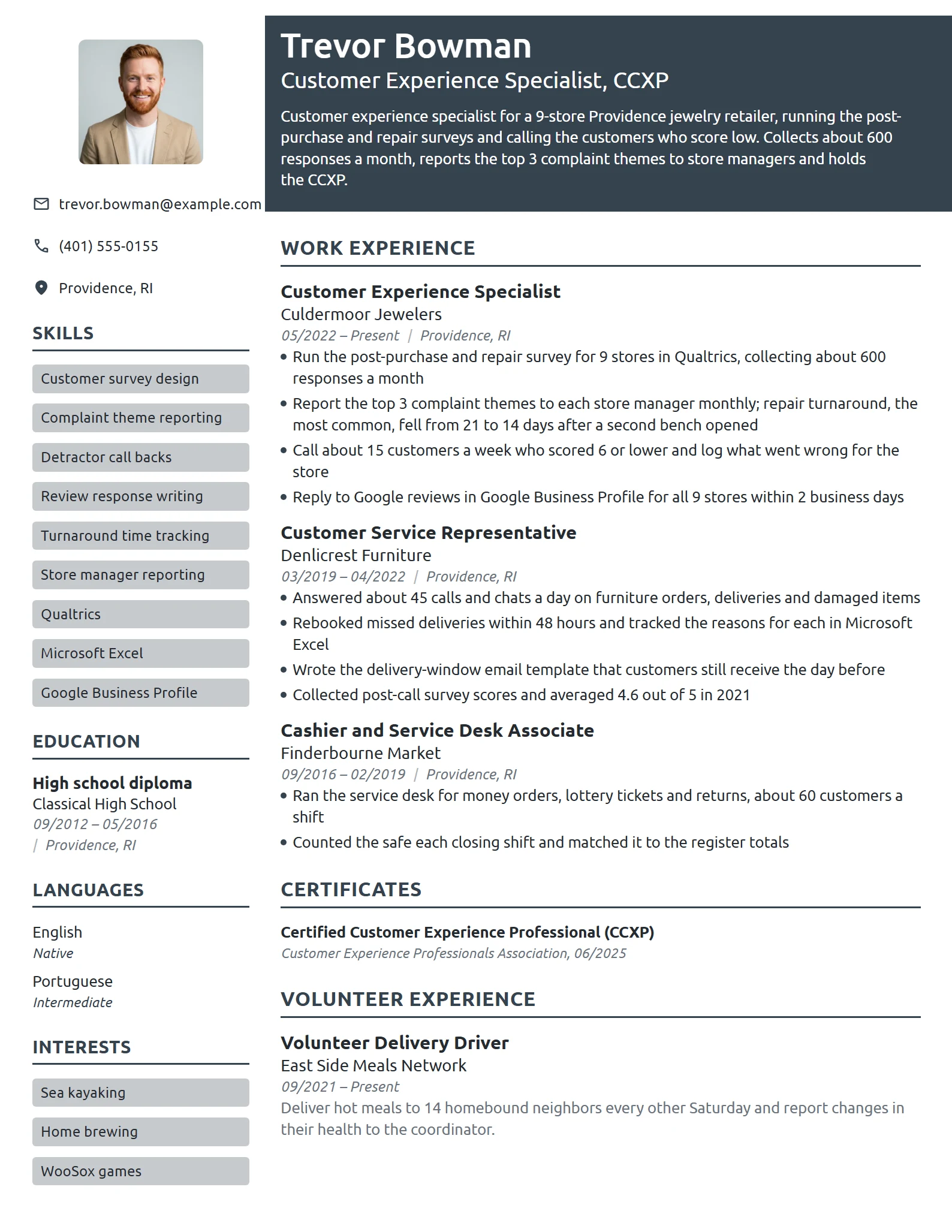 Customer Experience Specialist resume example
