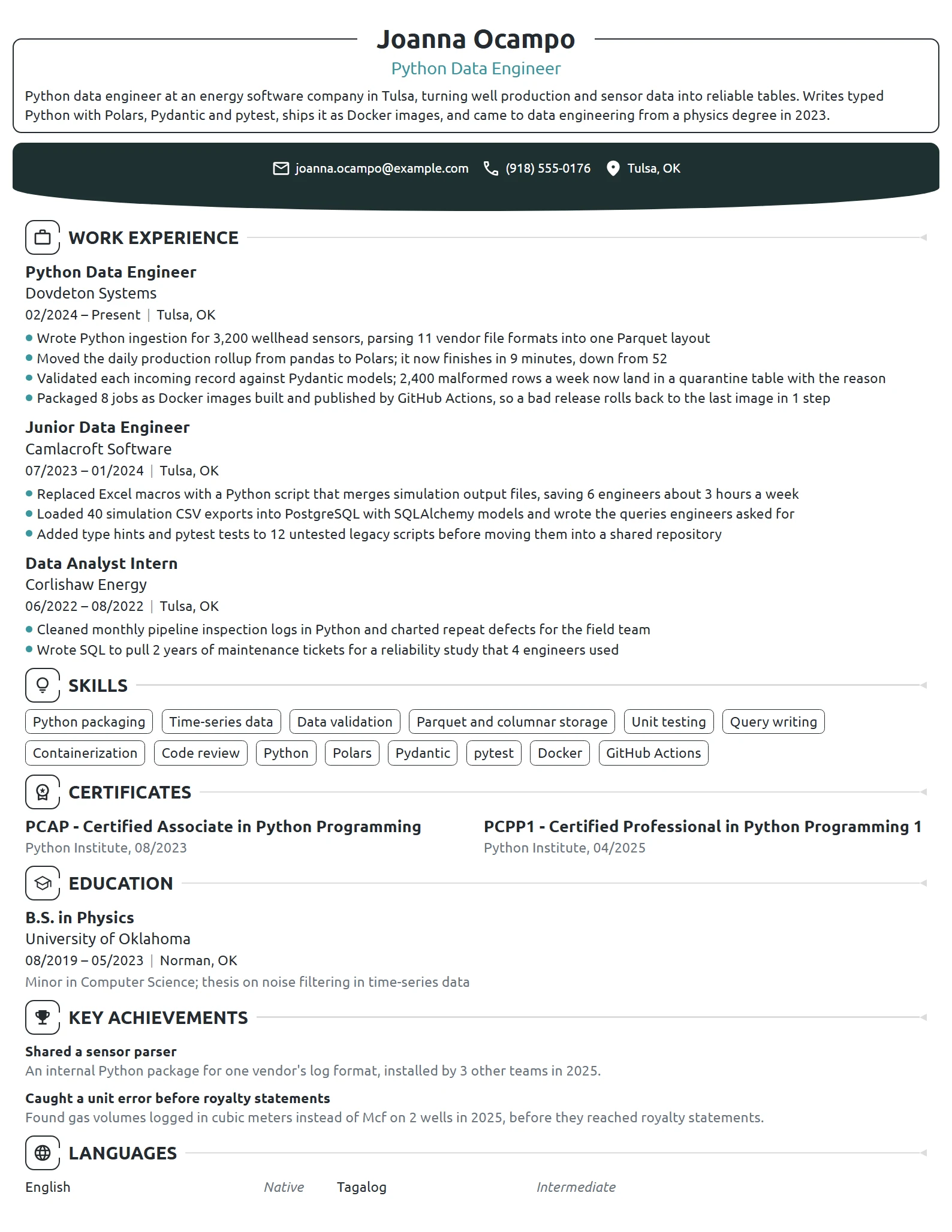 Data Engineer Resume Examples & Guide for 2026 | Novorésumé