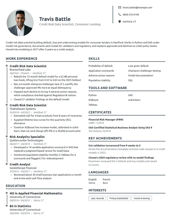 Credit Risk Data Scientist resume example