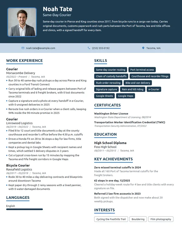 Courier resume example