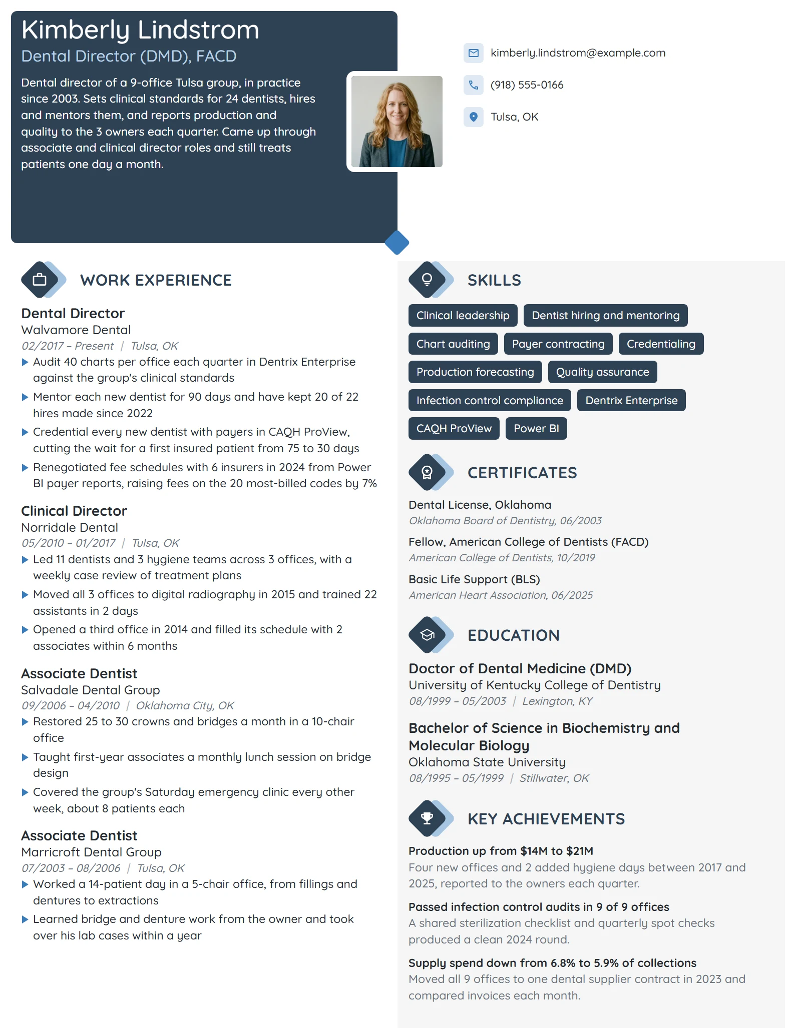 Dental Director resume example
