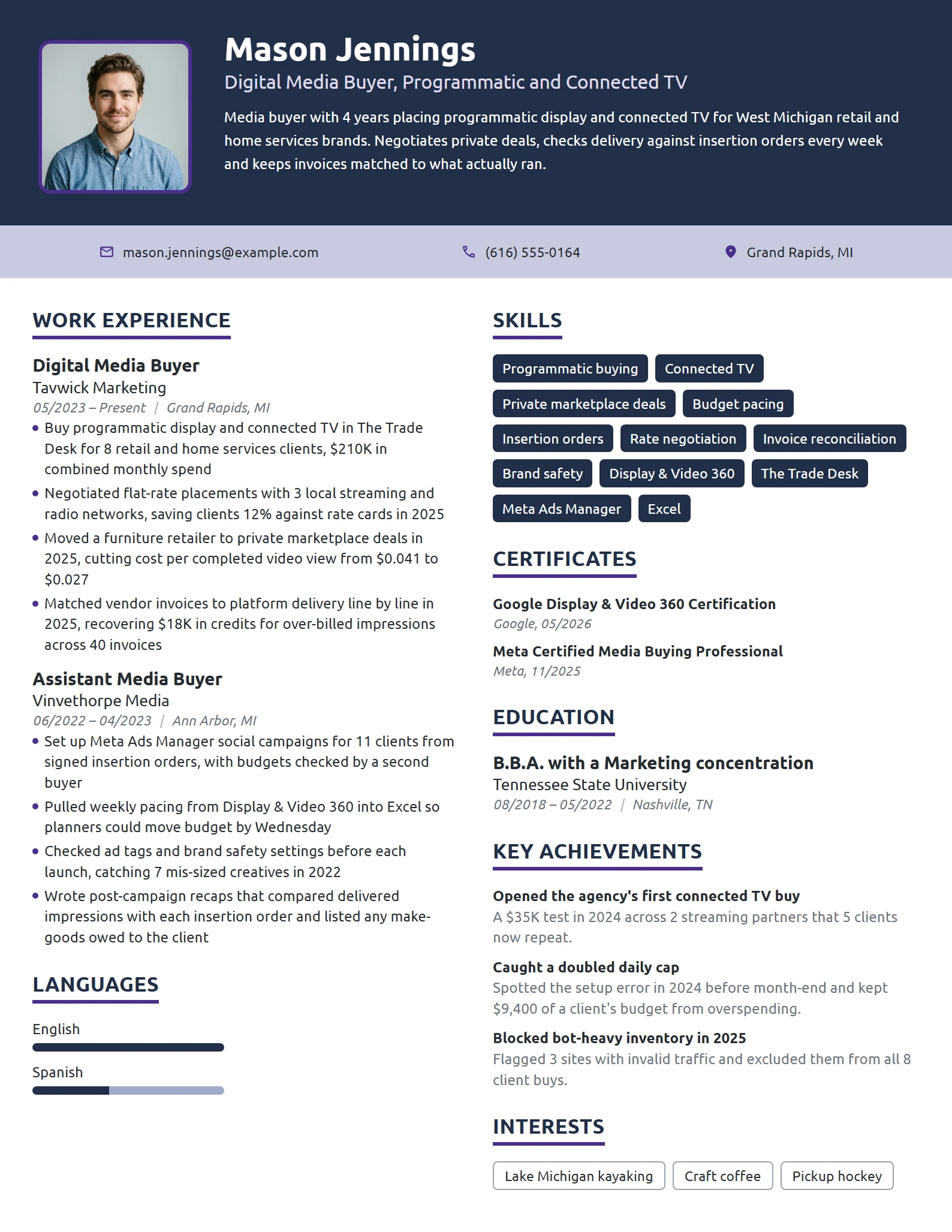 Digital Media Buyer resume example