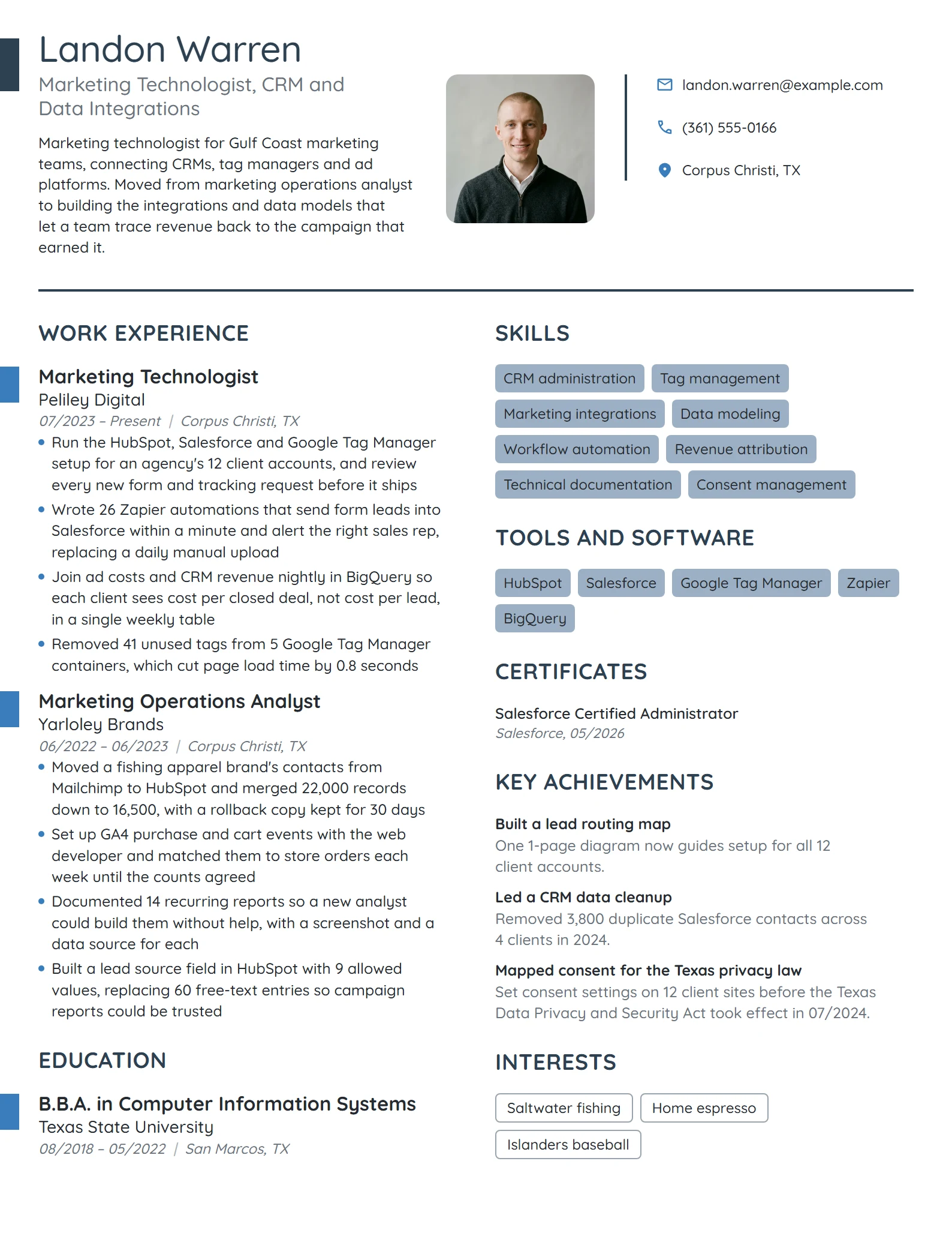 Marketing Technologist resume example