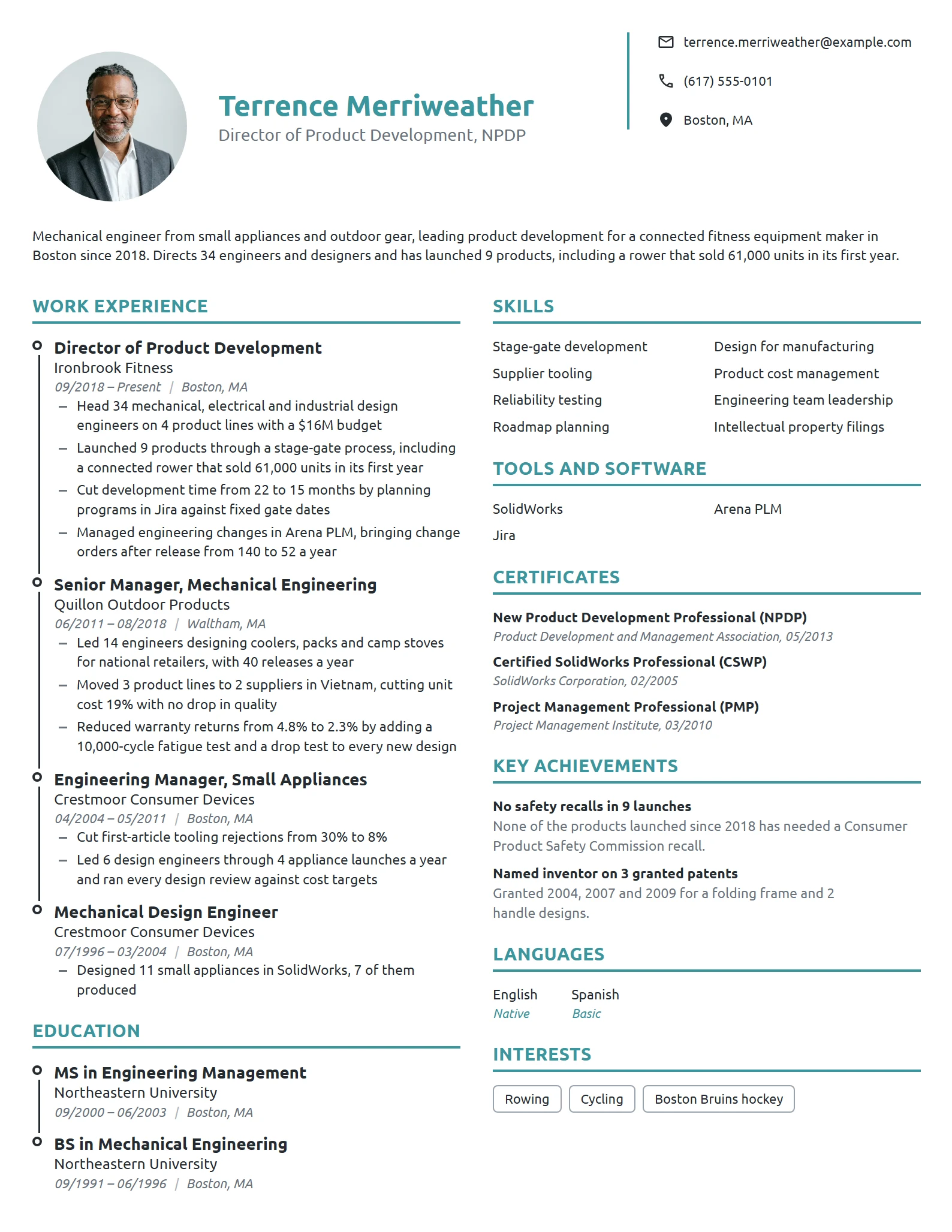 Director of Product Development resume example