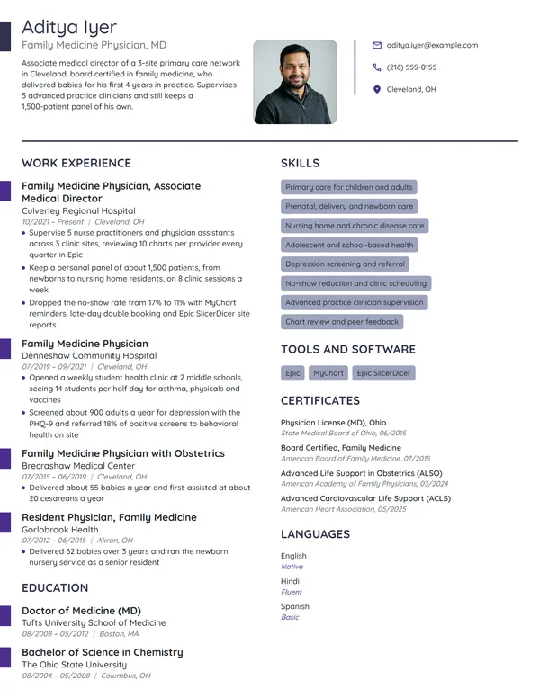 Family Medicine Physician resume example