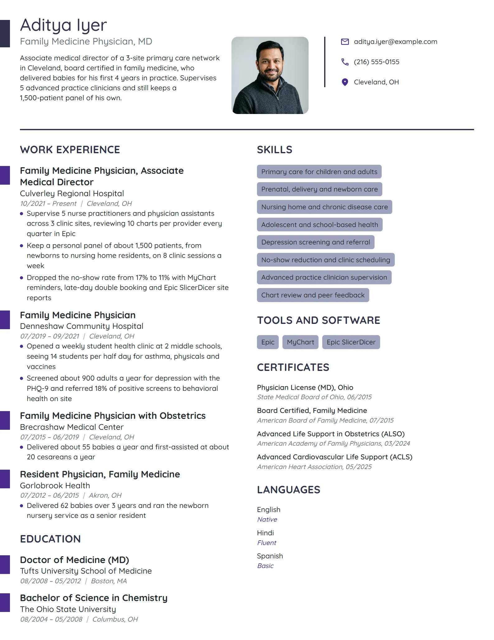 Family Medicine Physician resume example