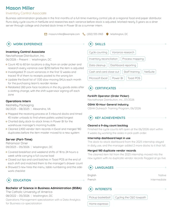 Entry-Level resume example