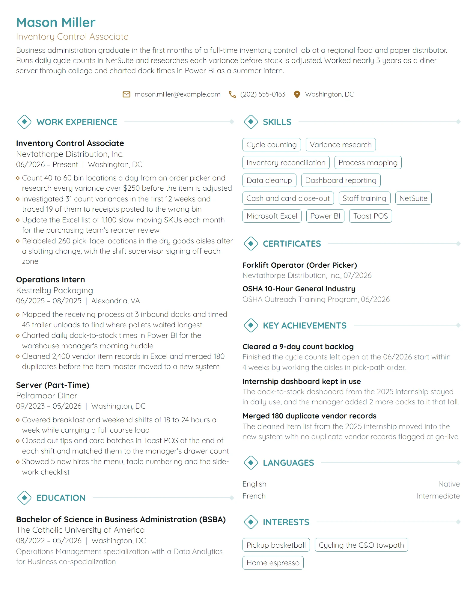 Entry-Level resume example