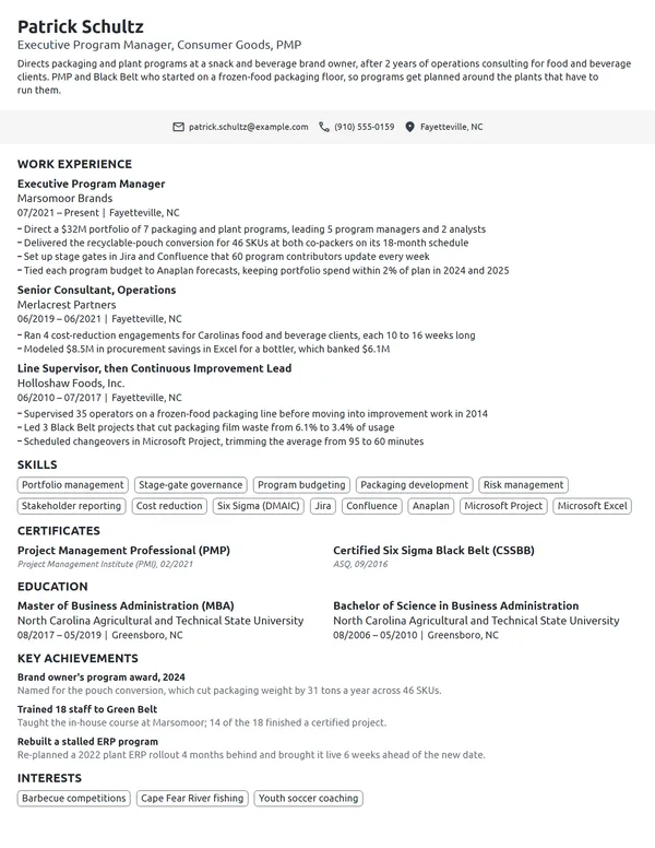 Executive Program Manager resume example