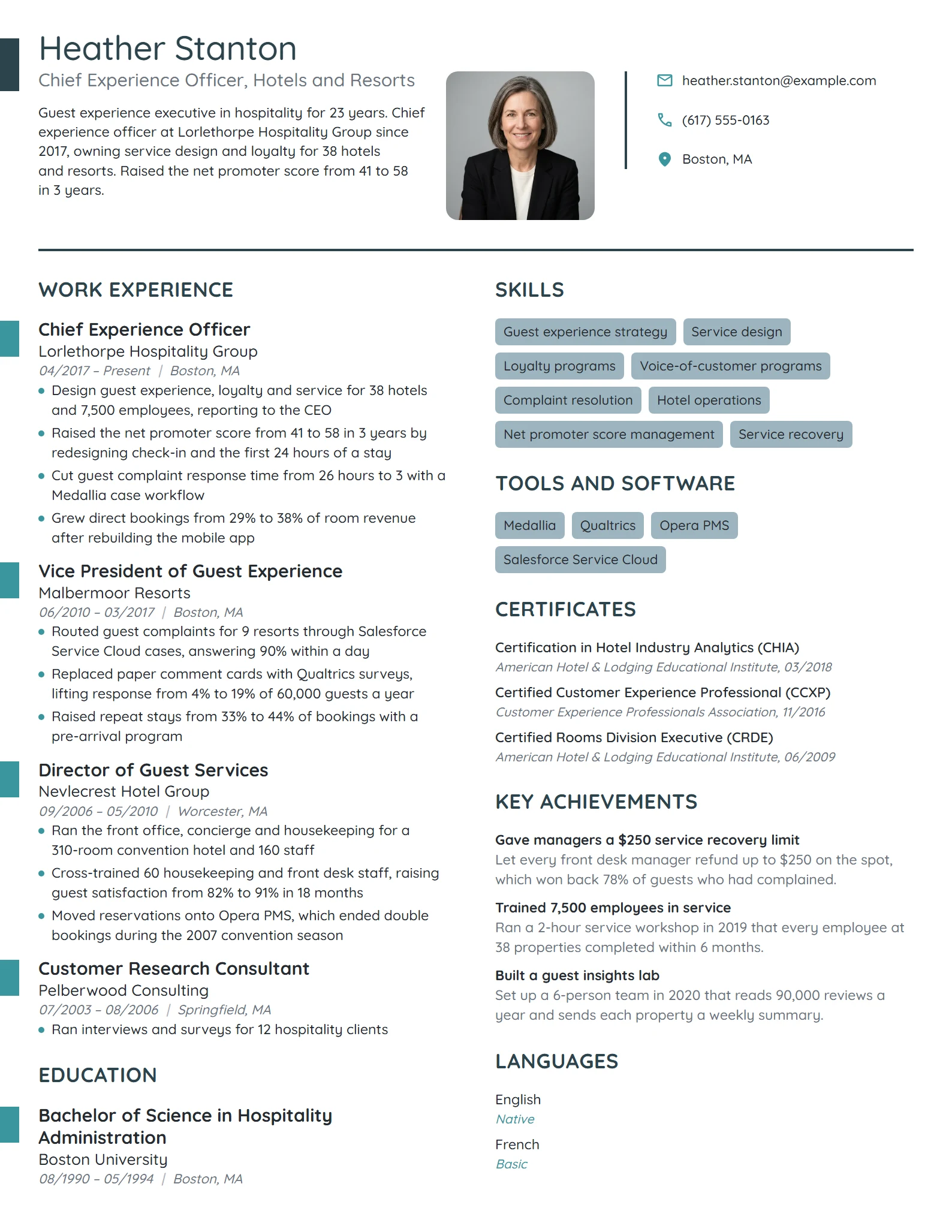 Chief Experience Officer resume example