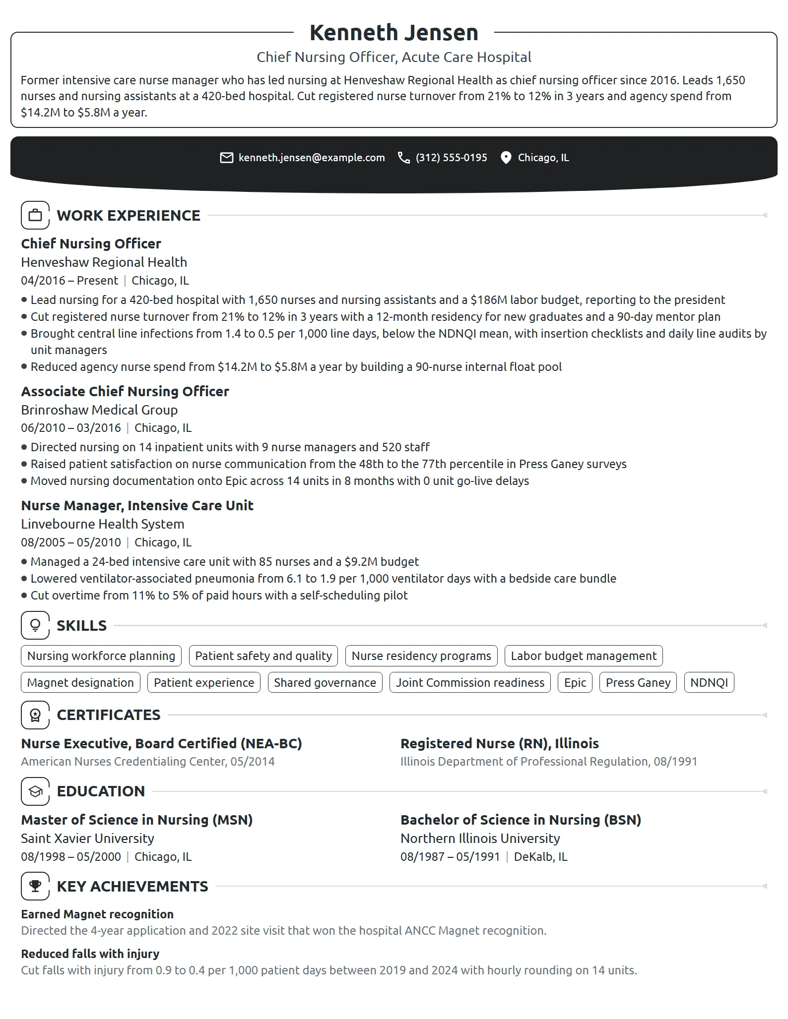 Chief Nursing Officer resume example
