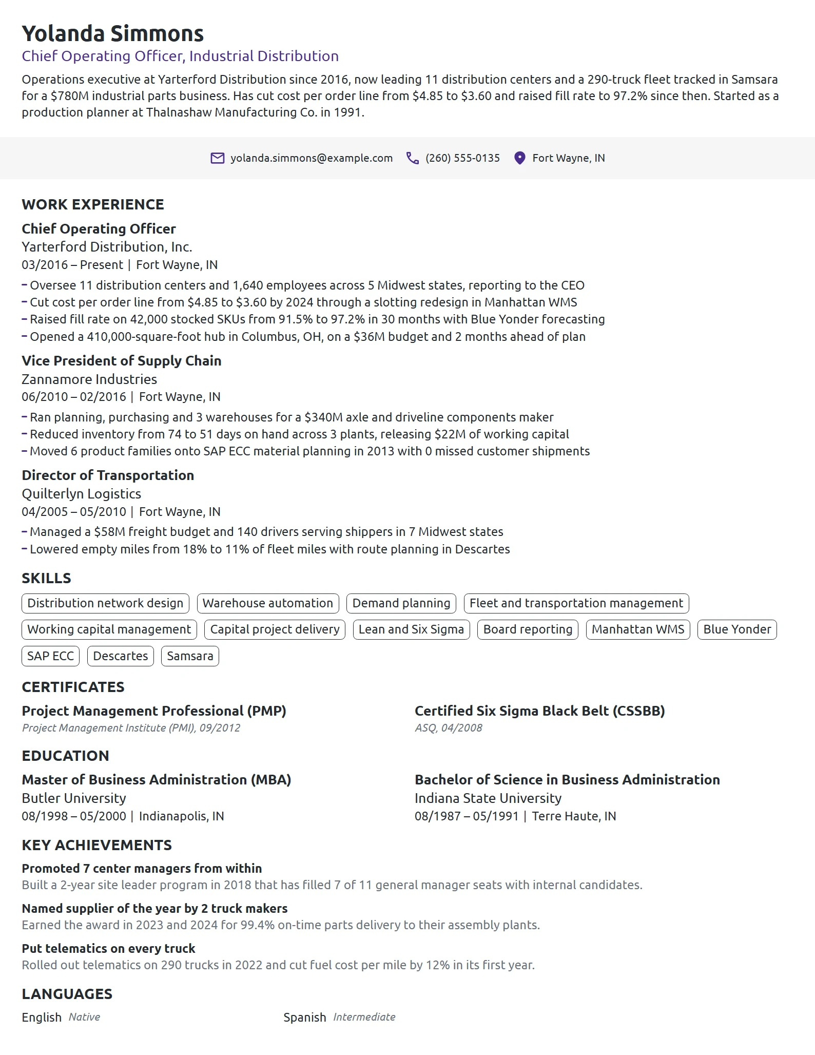 Executive resume example