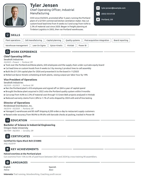 First-Time Executive resume example