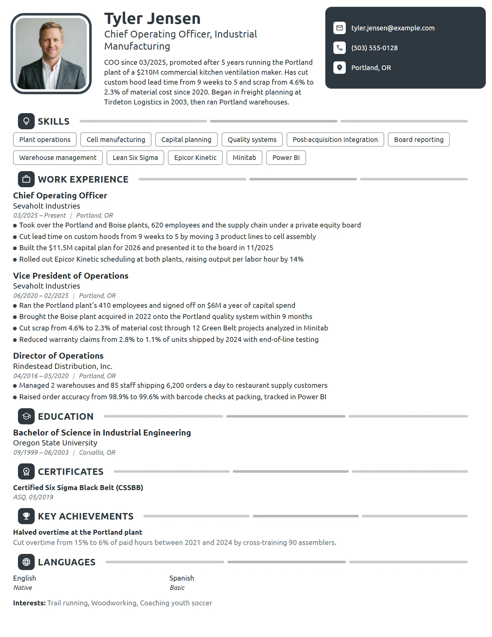 First-Time Executive resume example