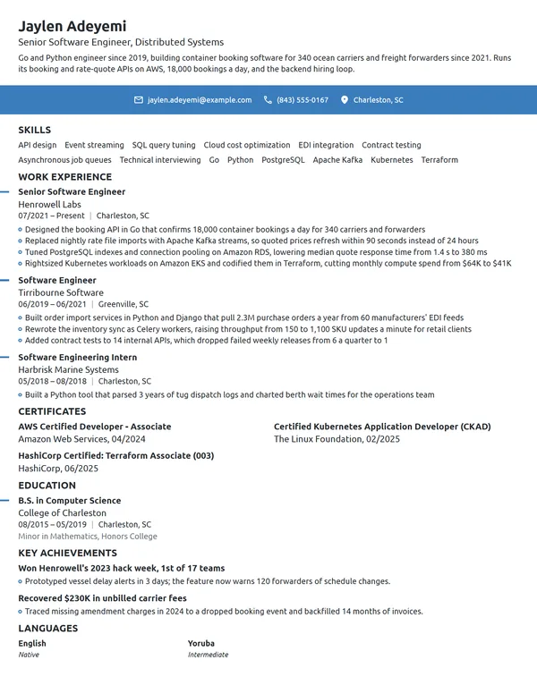 FAANG resume example