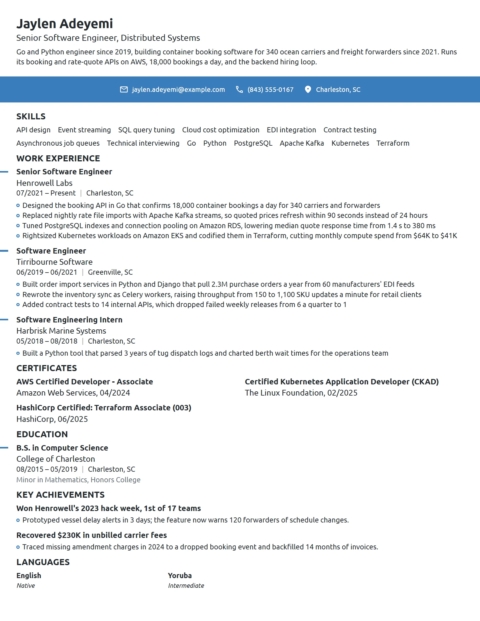 FAANG resume example