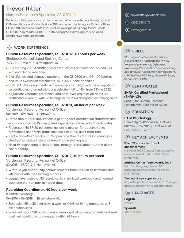 Federal resume example
