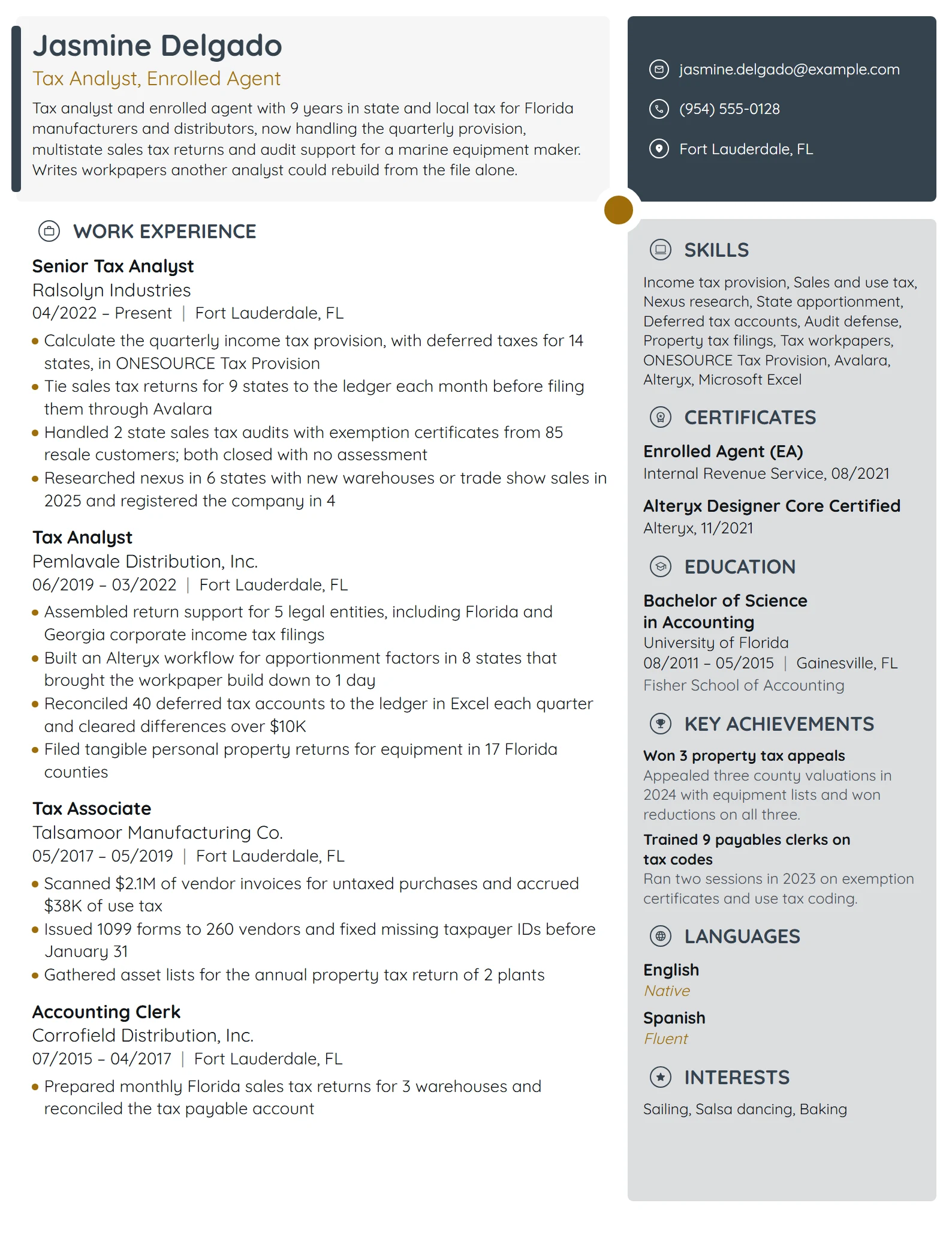 Tax Analyst resume example