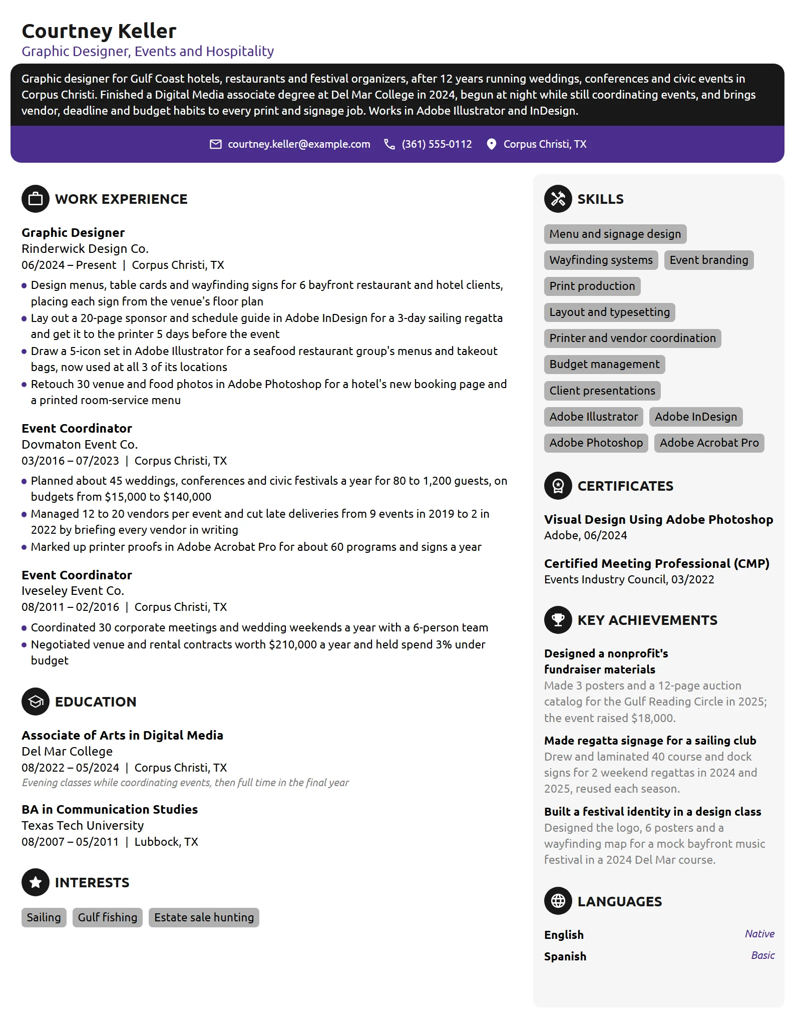 Career Change Graphic Designer resume example