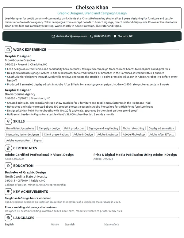 Mid-Level Graphic Designer resume example