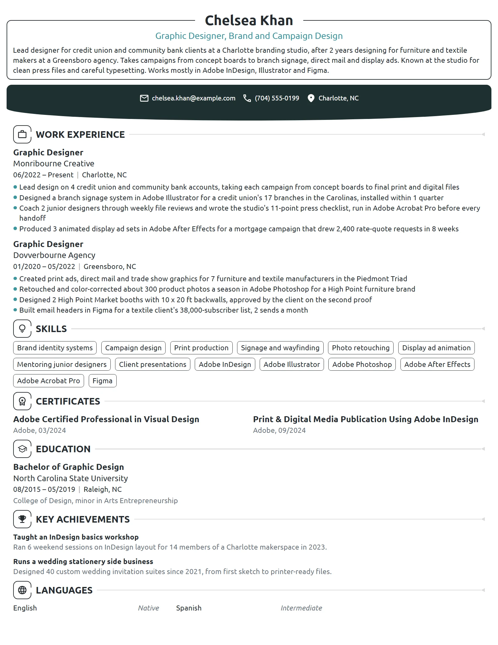 Mid-Level Graphic Designer resume example