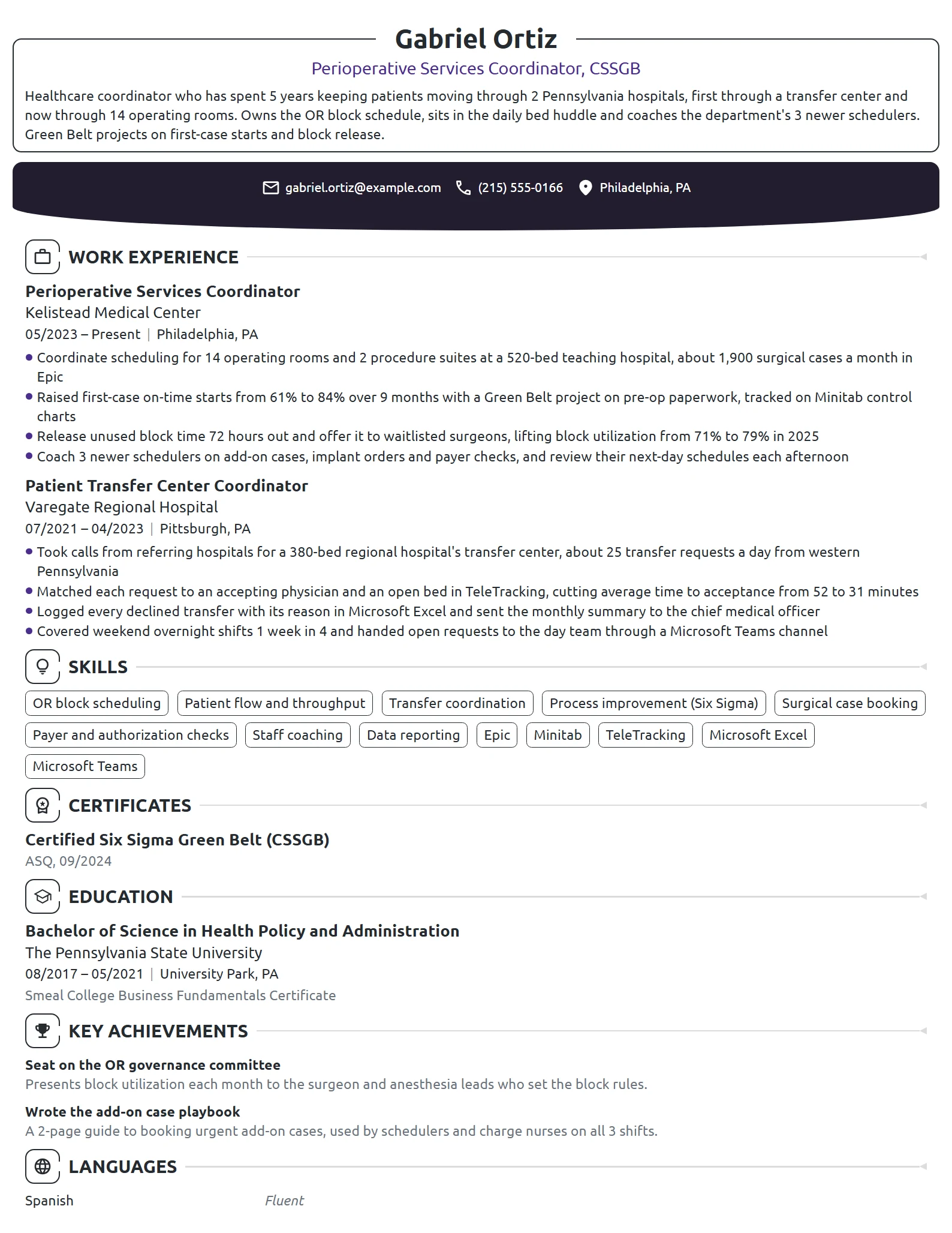 Mid-Level Healthcare Coordinator resume example